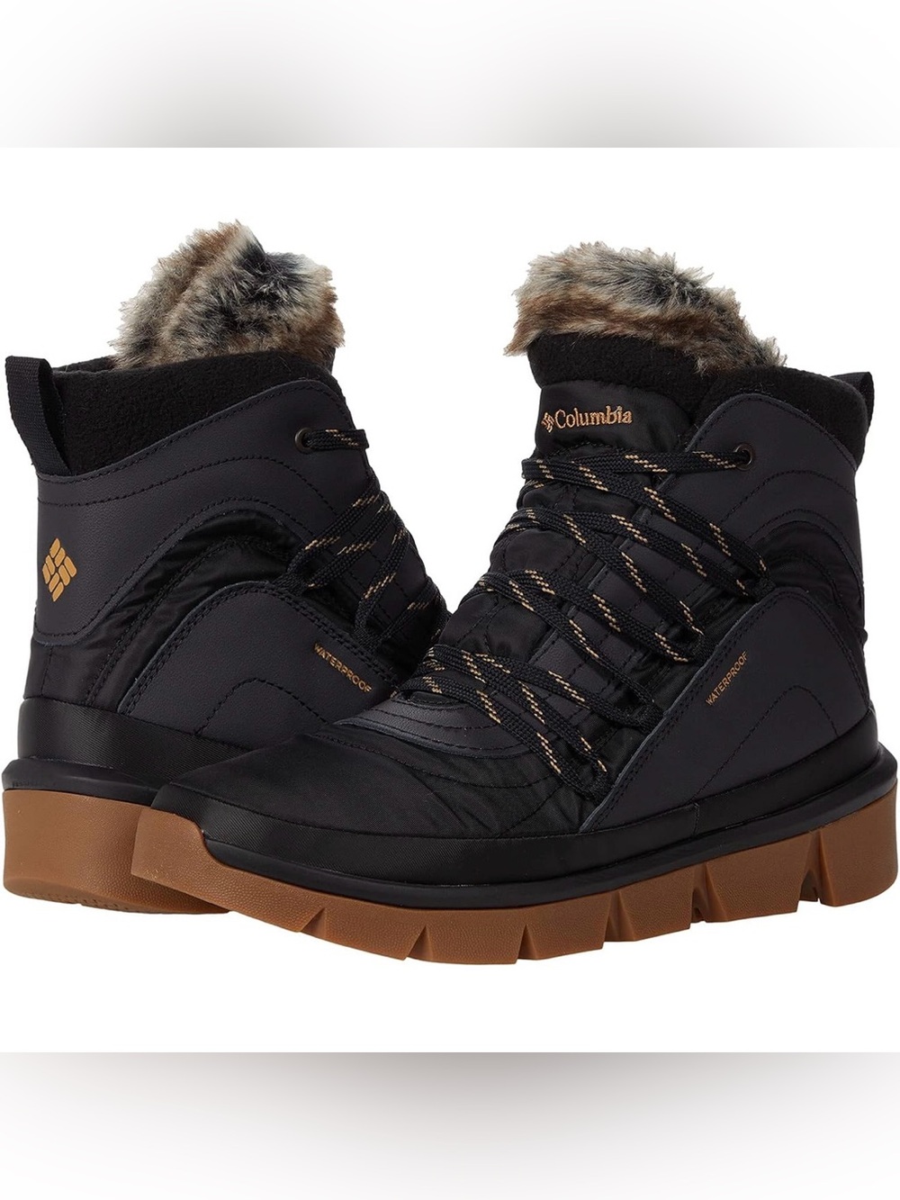 Columbia Women's Black Winter Boots, Fur Trim, Gum Sole - “Keetley Shorty”